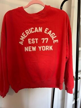 American Eagle Outfitters Red Crewneck Sweatshirt with White Lettering